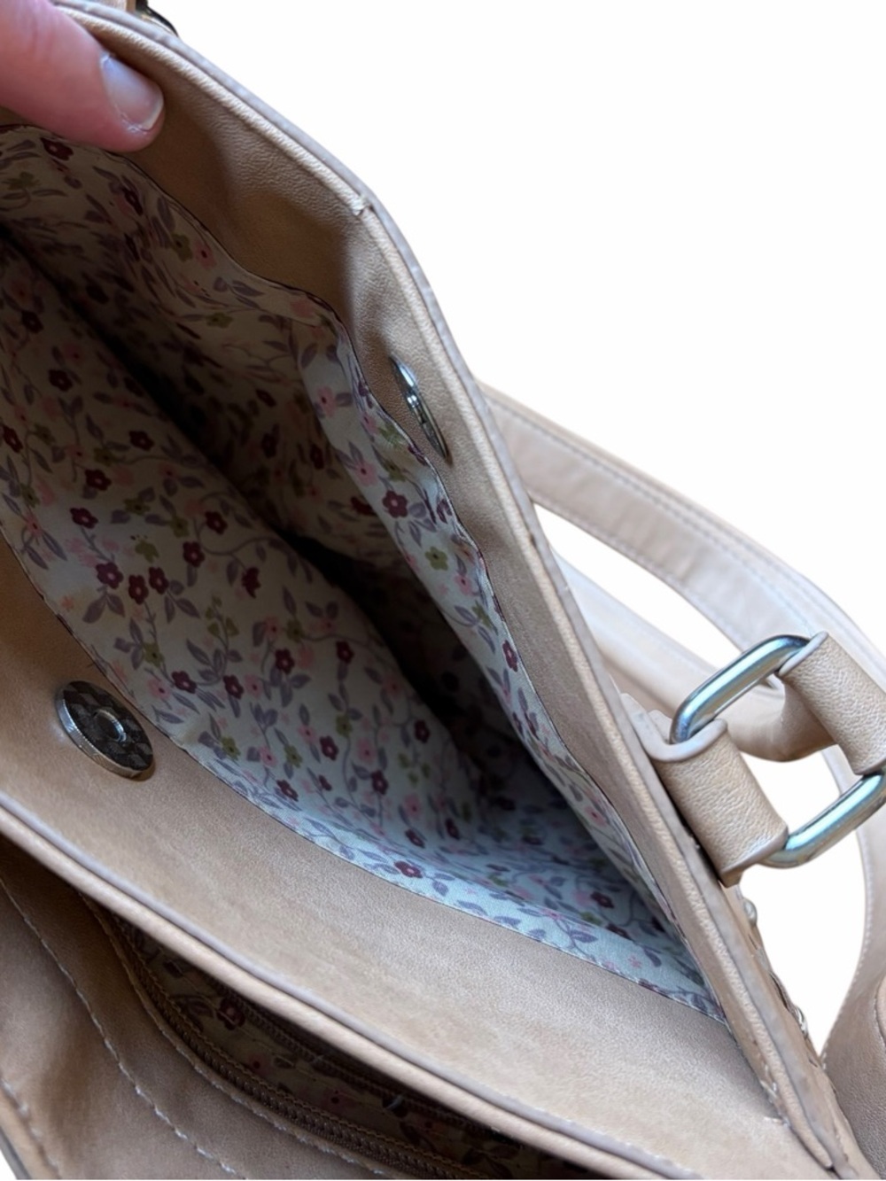 Cottagecore Floral Shoulder Bag Beige Retro Flower Purse Retired & Rare Boho - Picture 15 of 16